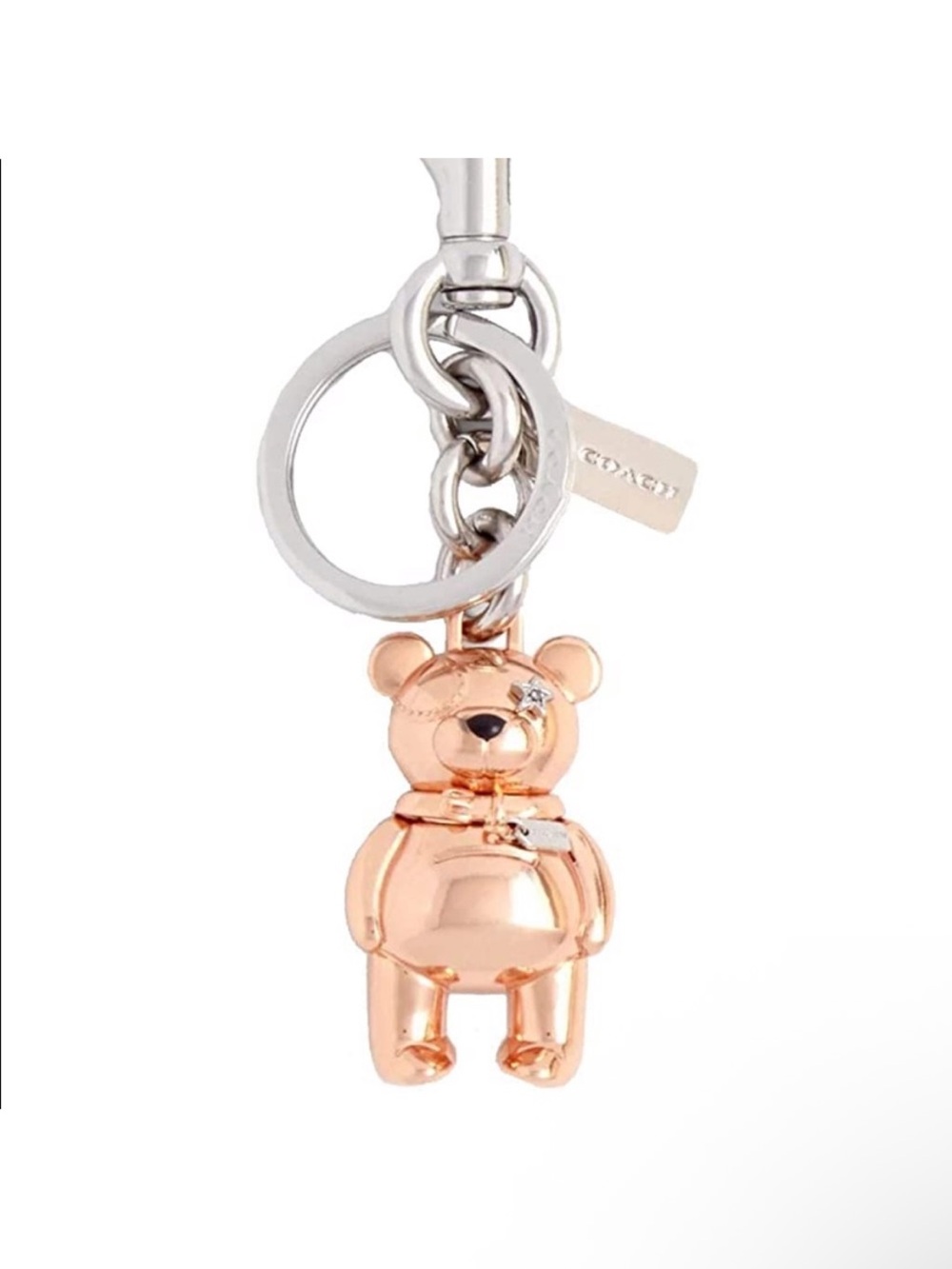 Coach 3D Rosegold and Silver Bear Charm